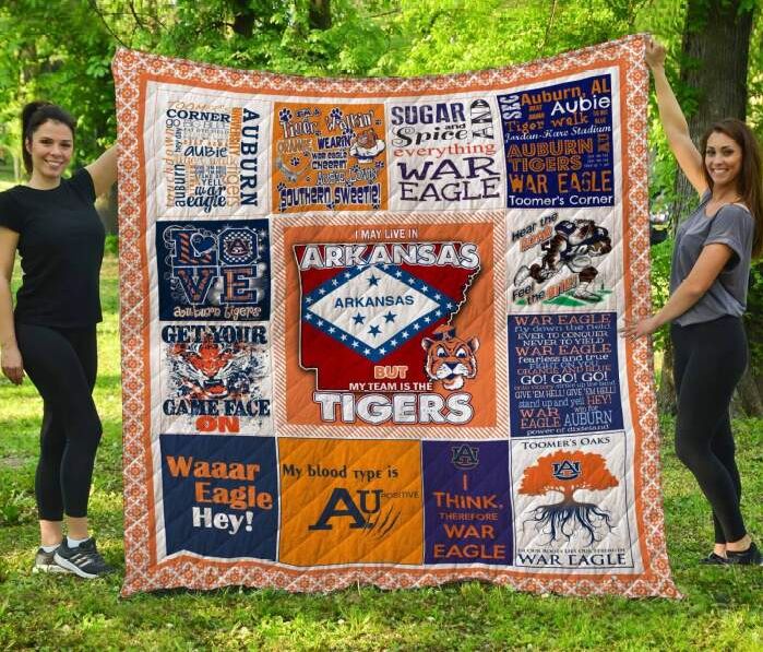 Auburn Tigers Arkansas 3D Quilt Blanket, Fleece Blanket