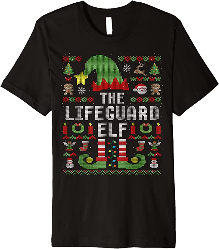 The Lifeguard Elf Ugly Christmas Matching Family Group Premium T-Shirt