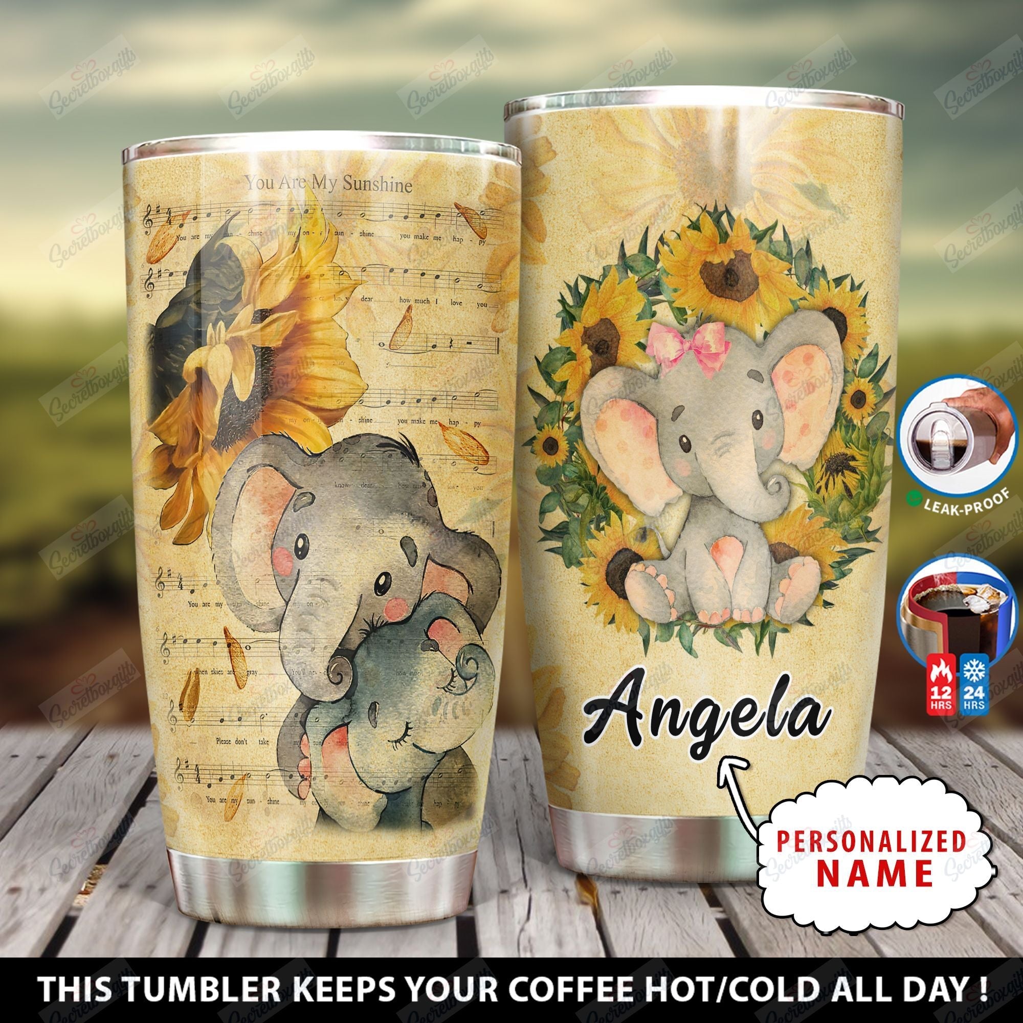 Personalized Elephant You Are My Sunshine Yp0402004Xk Stainless Steel Tumbler Travel Customize Name, Text, Number, Image