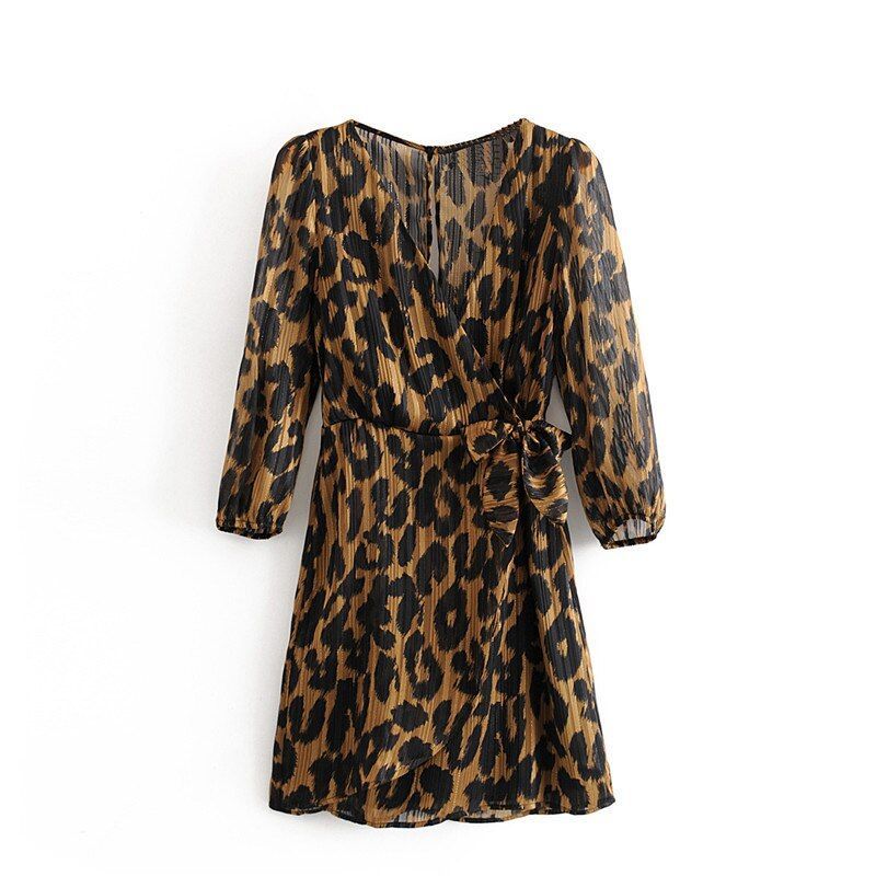 Casual Fashion Lady Female clothes Leopard Print Long Sleeve