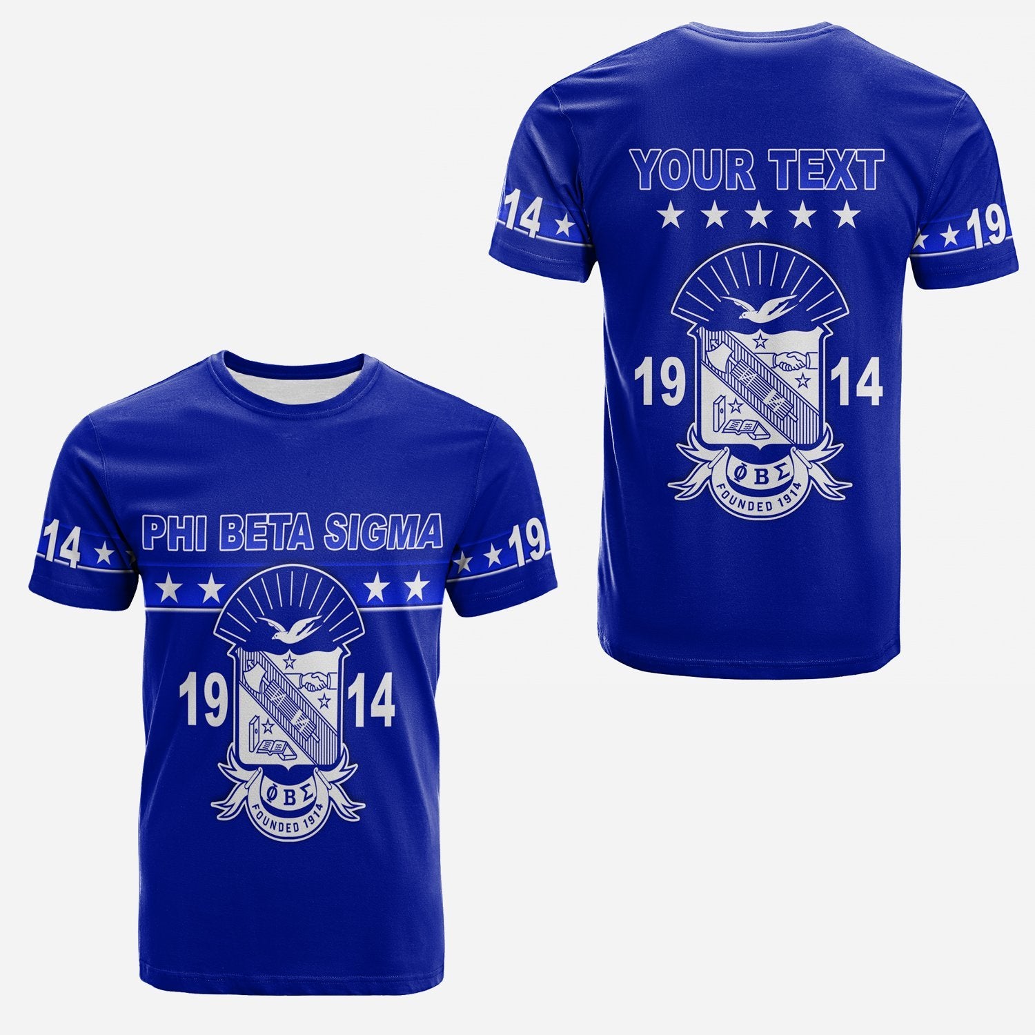 (Custom Personalised) Phi Beta Sigma T-Shirt Blue Phi Version Blue Lt13