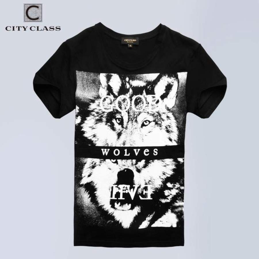 Men t-shirt tops tees fitness Fashion hip hop men cotton t shirts home t shirt clothing animal wolf
