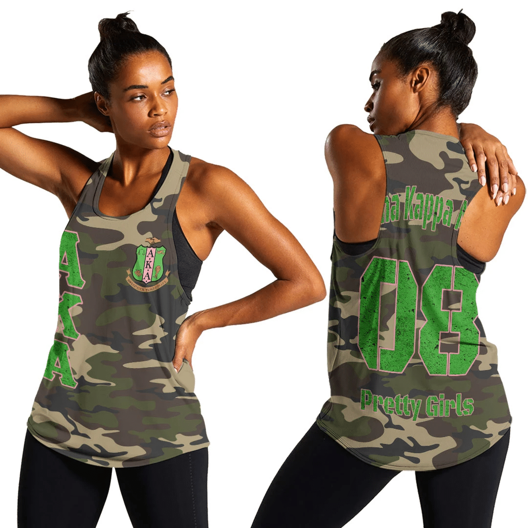 (Custom) Africa Zone Tank Top – Alpha Kappa Alpha Camouflage Racerback Tank A31