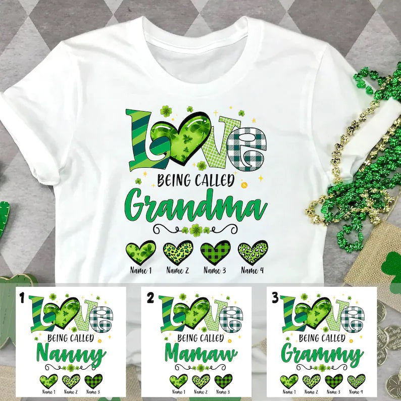 Personalized Grandma St. Patrick’S Day Shirt, Grandma Shamrocks Shirt Nana Mimi Gift, St Patricks Day Shirt Funny, Custom Grandma Tee