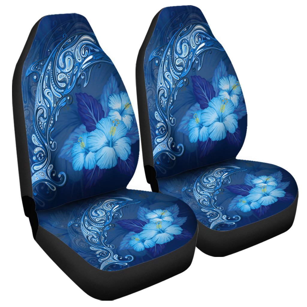 Hawaiian Dolphin Hibiscus Tropic Blue Polynesian Car Seat Covers – AH – J4R