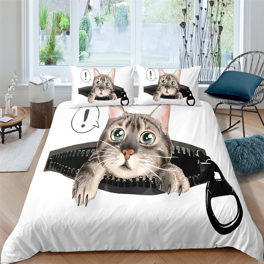 3D Cute Printed Duvet Cover Cat Kitty Kitten Bedding Set Cute Bedclothes Home Textiles Luxury High Quality Bedspread