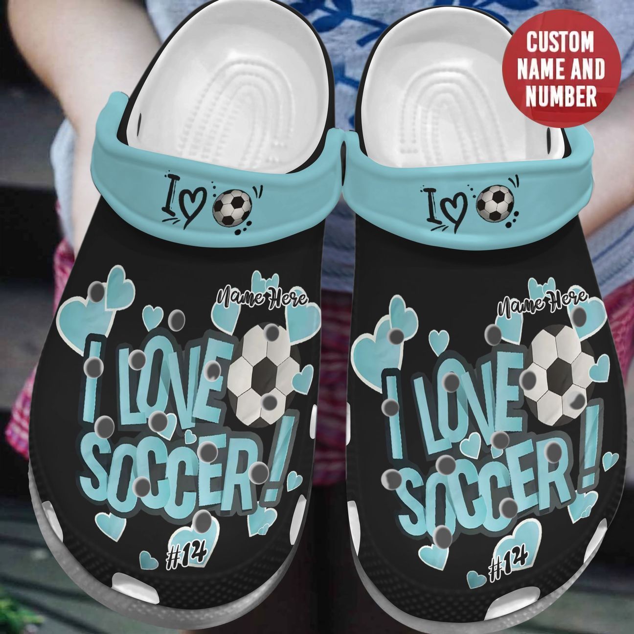 Soccer Personalized Clog, Custom Name, Text, Color, Number Fashion Style For Women, Men, Kid, Print 3D Soccer Fan