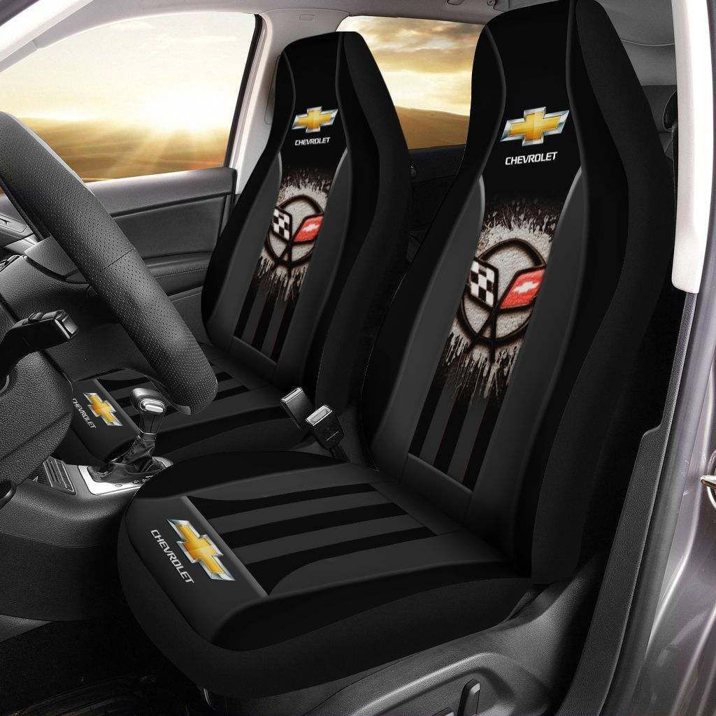 Chevrolet Corvette Car Seat Cover (Set Of 2) Ver 7 (Black)