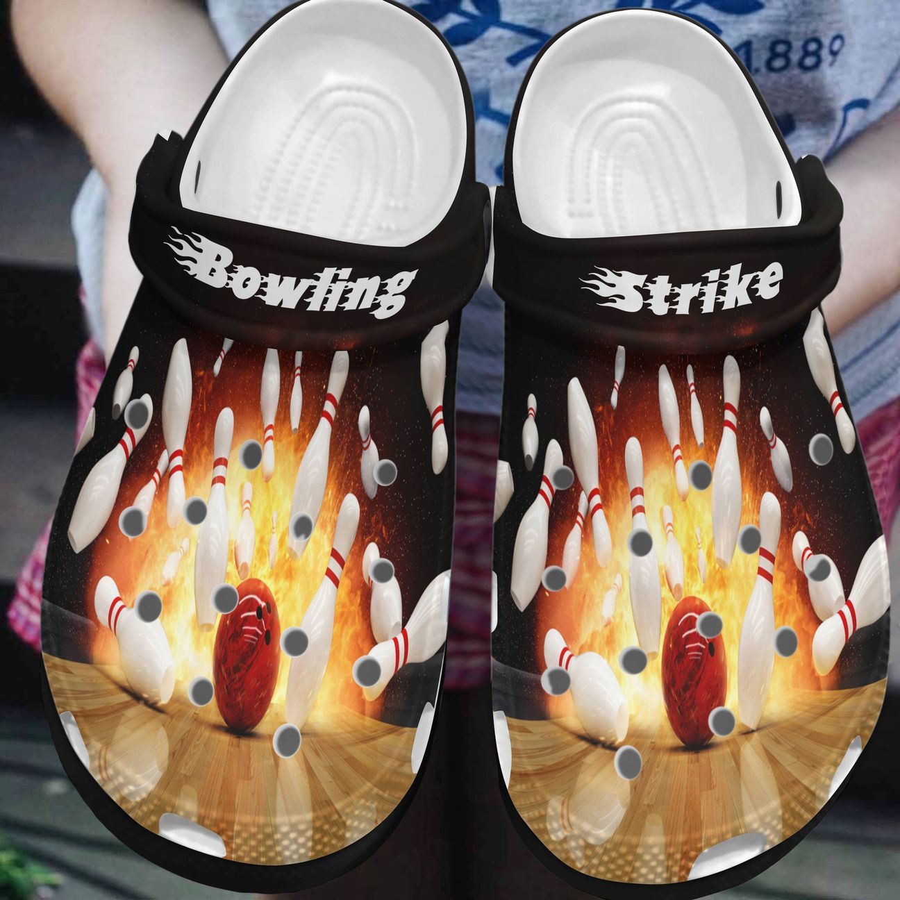 Bowling Personalized Clog, Custom Name, Text, Color, Number Fashion Style For Women, Men, Kid, Print 3D Bowling Strike