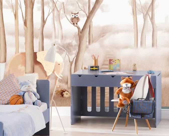 3D Cartoon Forest Animal Wall Mural Wallpaper 237