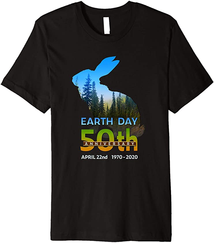 Earth Day 50th Anniversary Forest Rabbit Silhouette Gift Premium T-Shirt