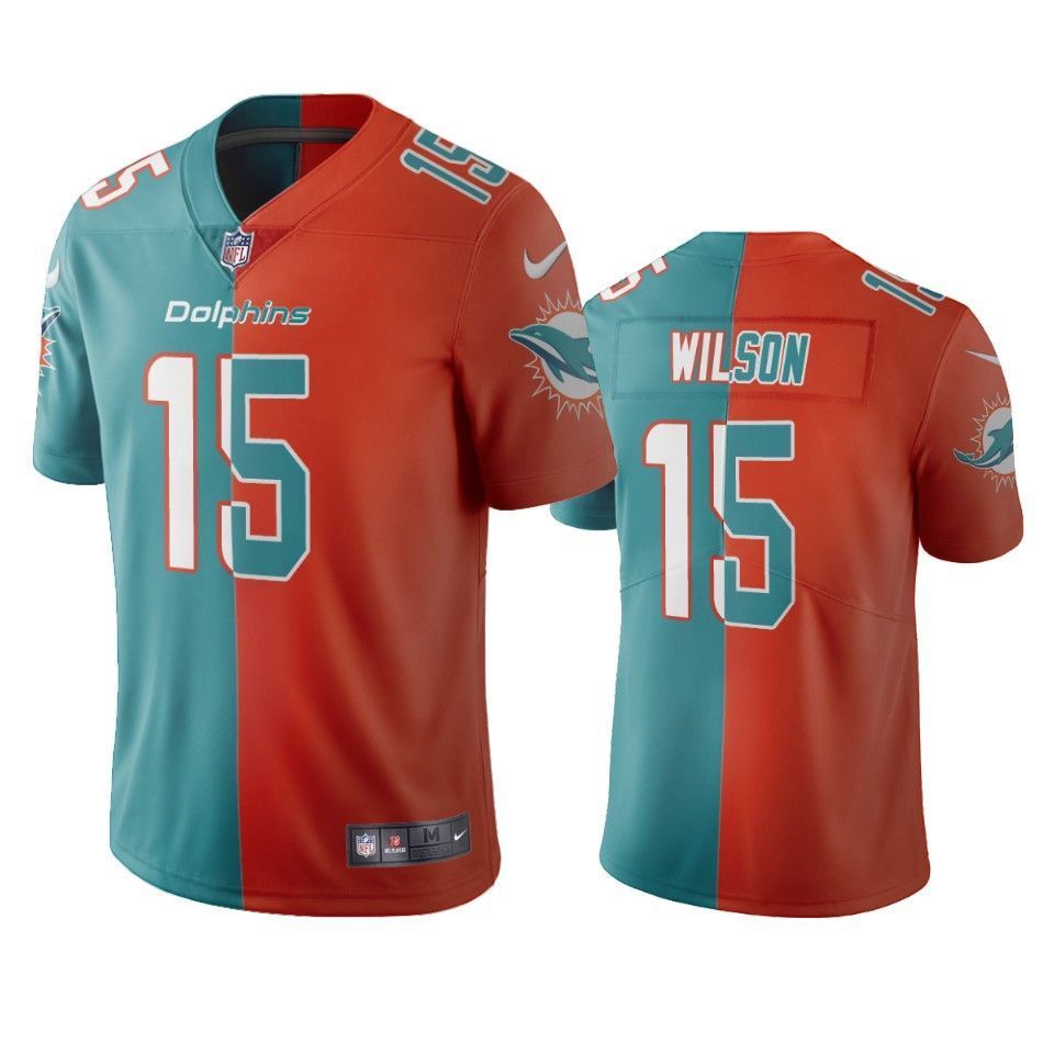 Dolphins Albert Wilson Vapor Limited Aqua Orange Two Tone Mens Jersey