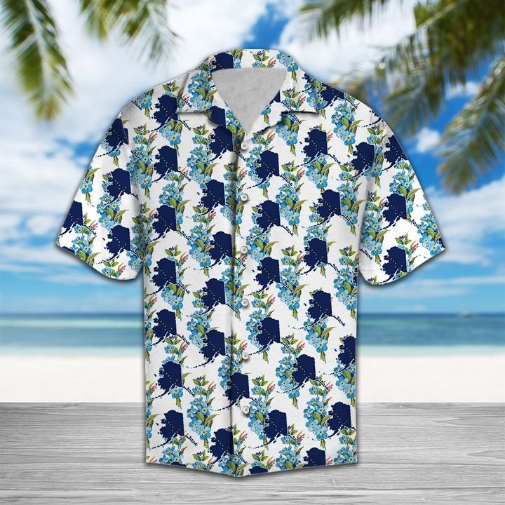 Alaska Alpine Forget Me Not Flower Hawaiian Shirt Summer Button Up For Men, Women, Couple