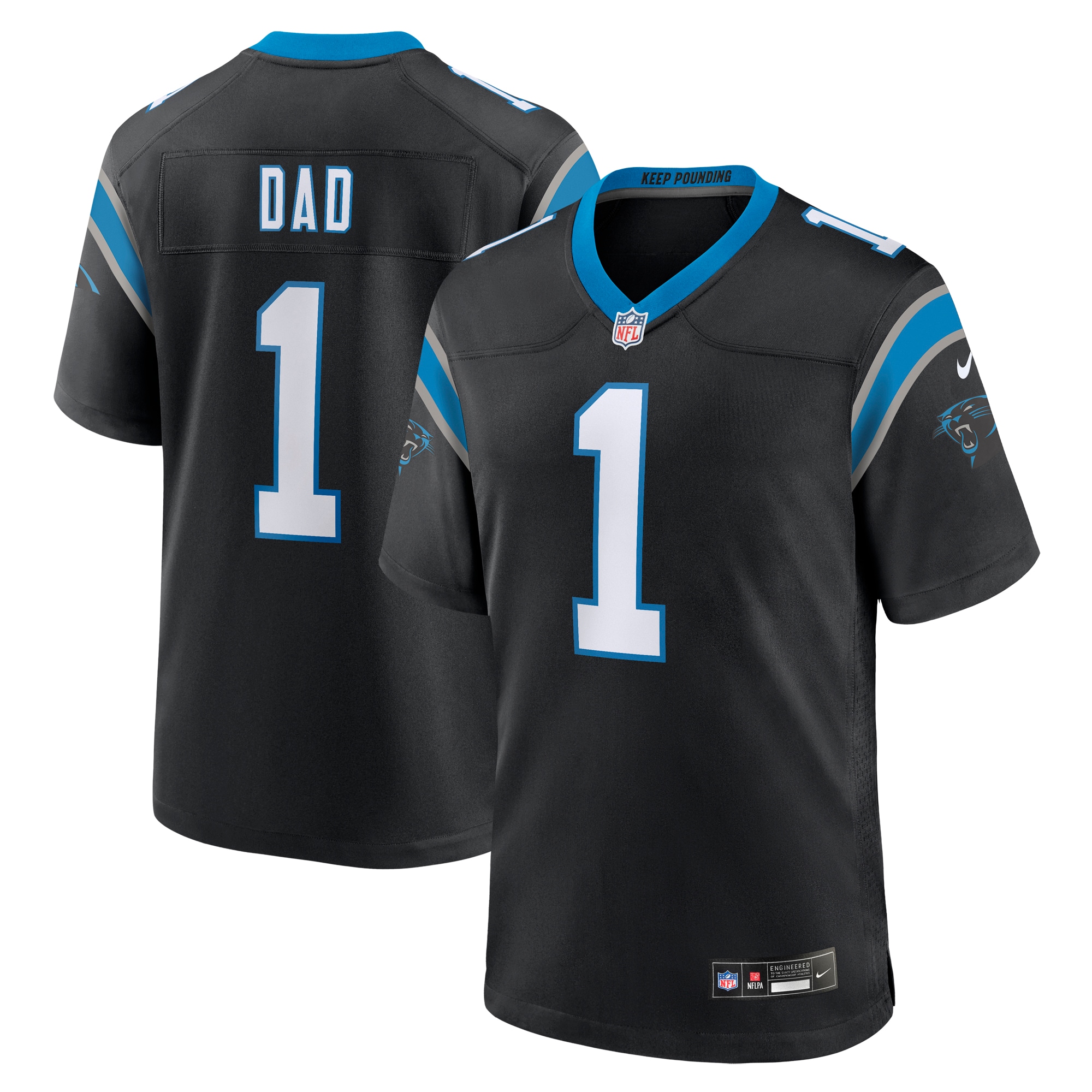 Men’s Carolina Panthers Number 1 Dad Black Game Jersey