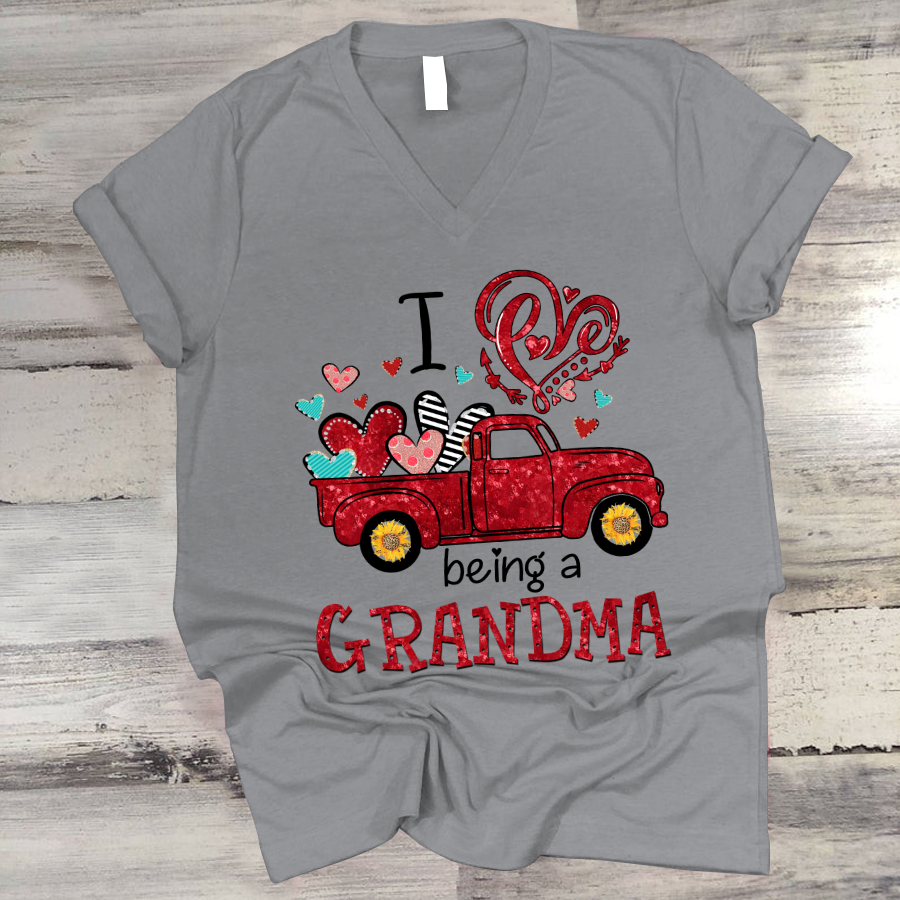 I Love Being A Grandma Valentine, Happy Valentine’S Day V-Neck