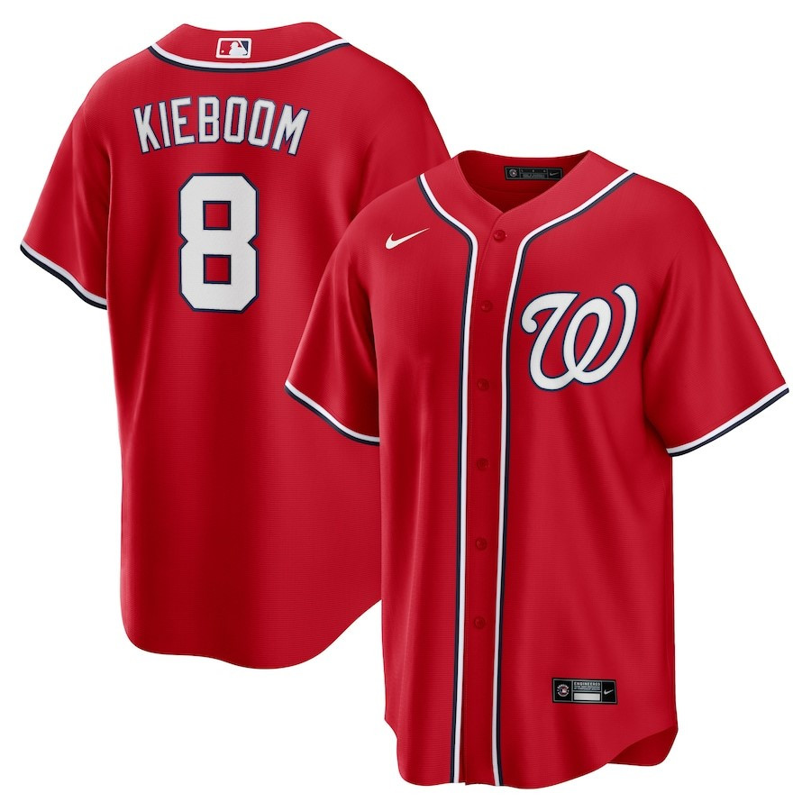 Carter Kieboom 8 Washington Nationals Alternate Player Name Jersey – Red