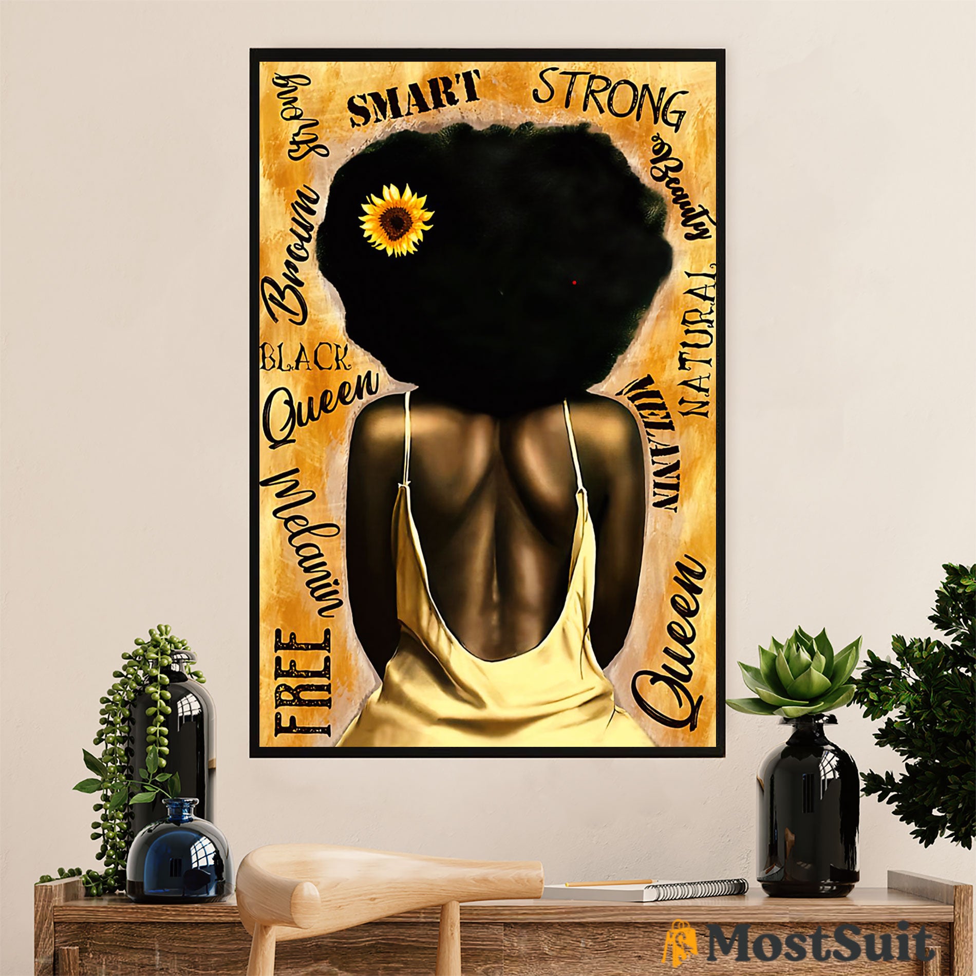 African American Afro Poster | Gift For Black Girl | Juneteenth Day Room Wall Art – Smart & Strong Girl