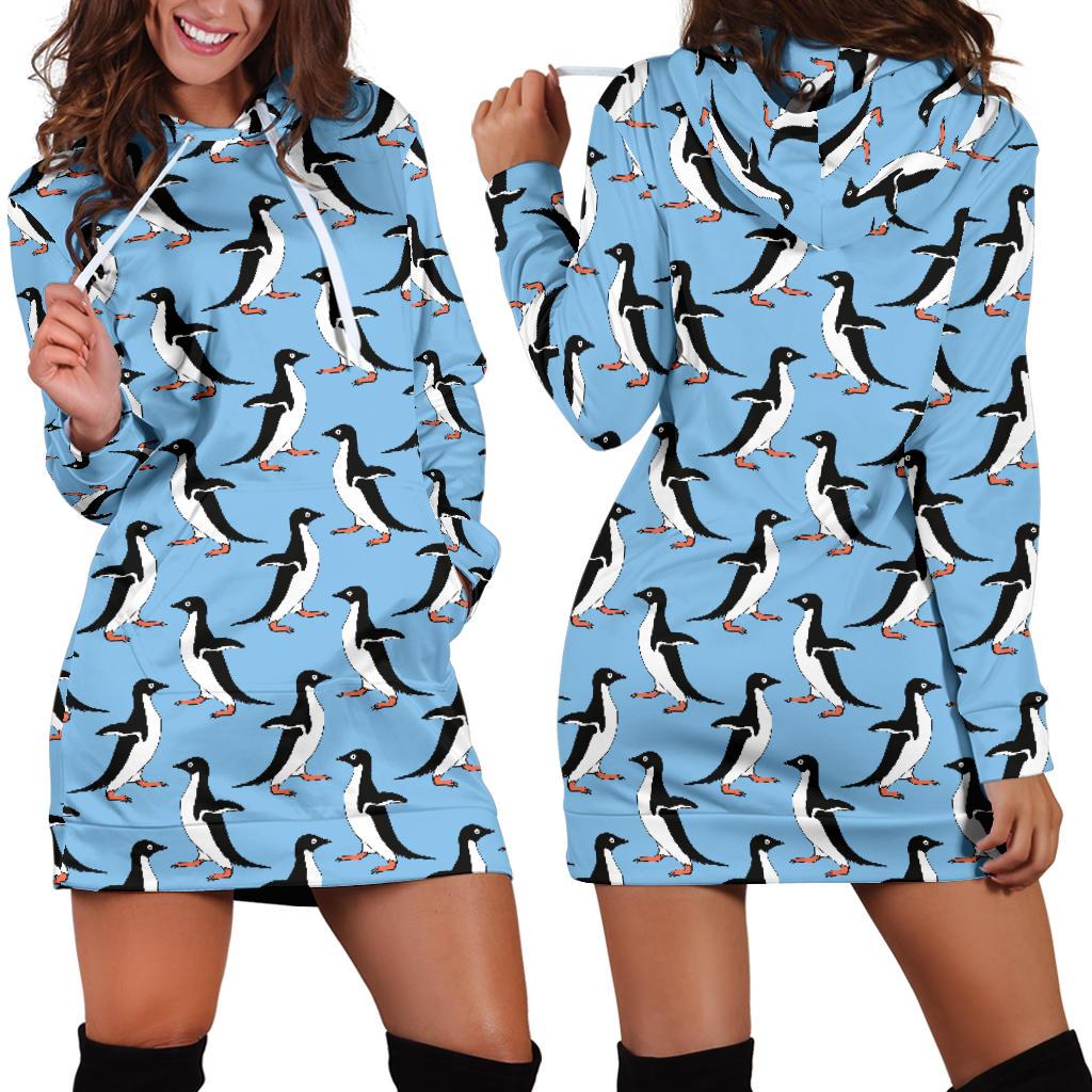 Penguin Dance Pattern Women Hoodie Dress