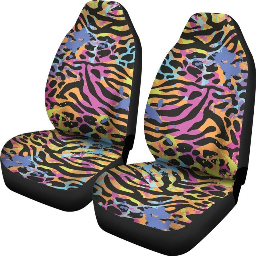 Colorful Zebra Leopard Pattern Print Universal Fit Car Seat Covers