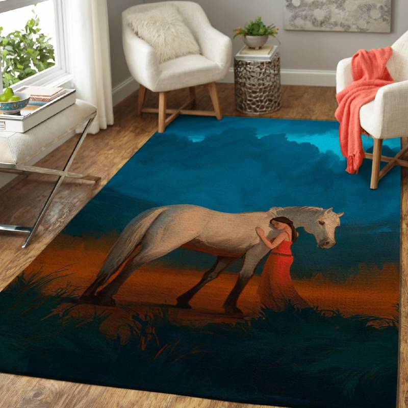 girl and horse artwork – Horses Area Rug Carpet