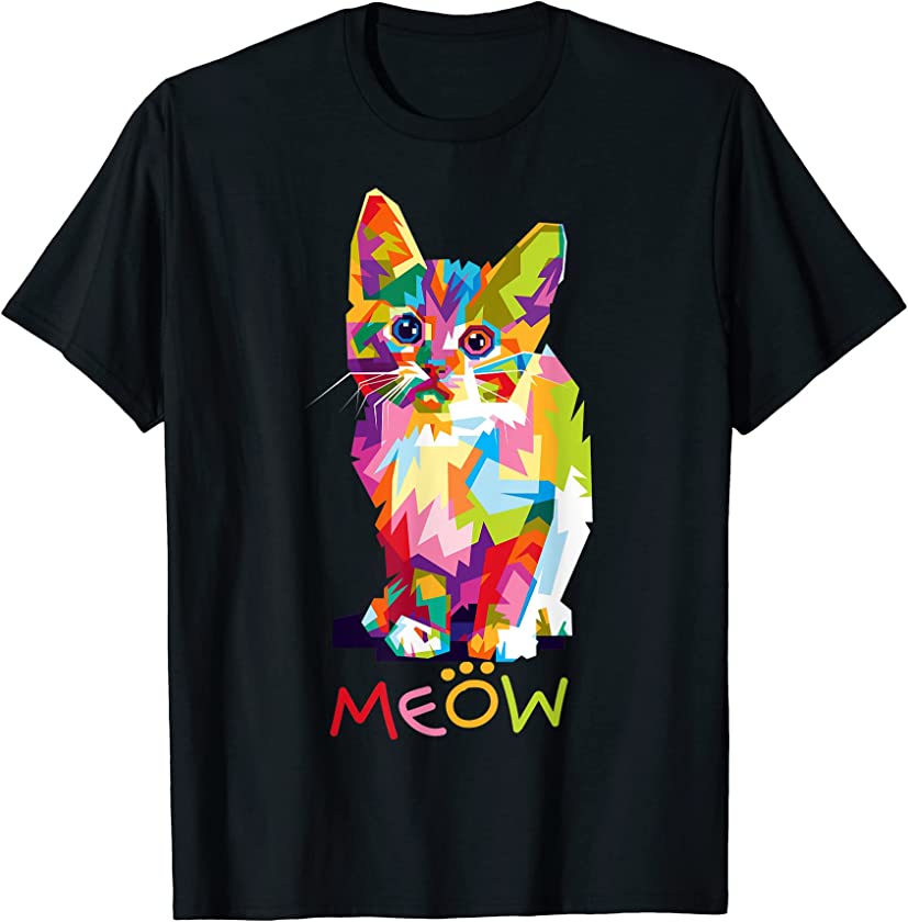 Cute Cat Gifts for kitten lovers Colorful Art Kitty Adoption T-Shirt