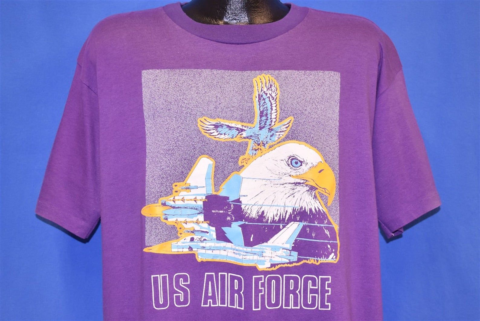 80S United States Of America Air Force Bald Eagle F-15 T-Shirt Extra Vintage Tee