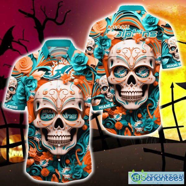 Miami Dolphins Halloween Skull 3D Hawaiian Shirt