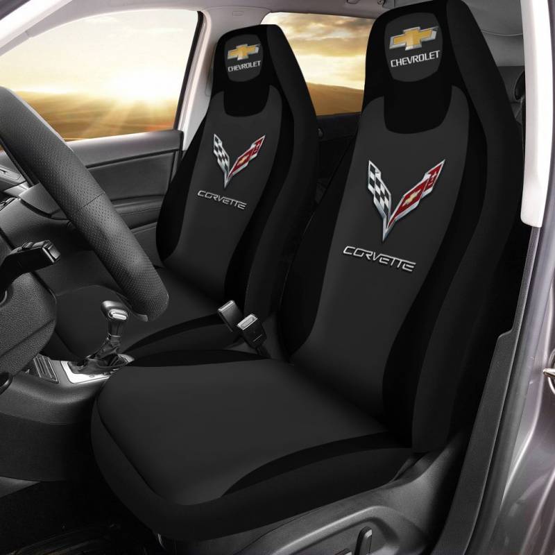 Chevrolet Corvette- NCT Car Seat Cover (Set of 2) Ver2 (Black)