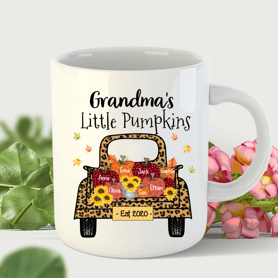 Grandmas Little Pumpkins Truck Leopard Mug