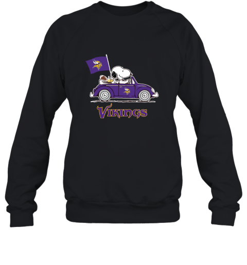 Snoopy And Woodstock Ride The Minnesota Vikings Car 2D Sweatshirt