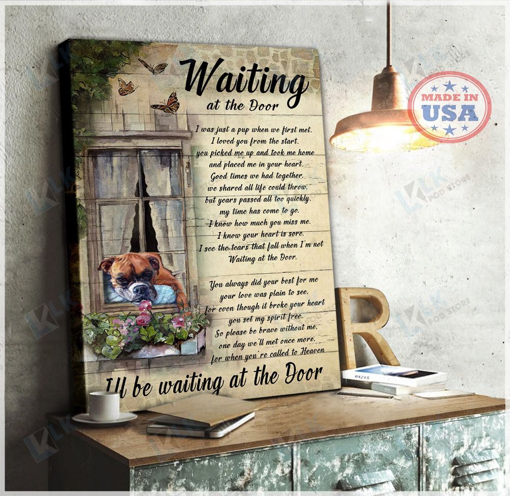 BOXER – CANVAS Waiting At The Door [ID3-N] | Framed, Best Gift, Pet Lover, Housewarming, Wall Art Print, Home Decor