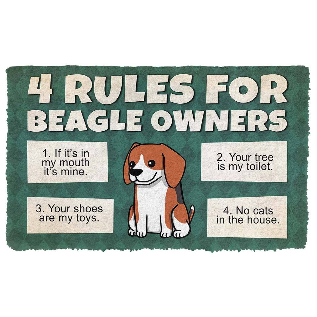 Alohazing 3D 4 Rules For Beagle Owners Doormat