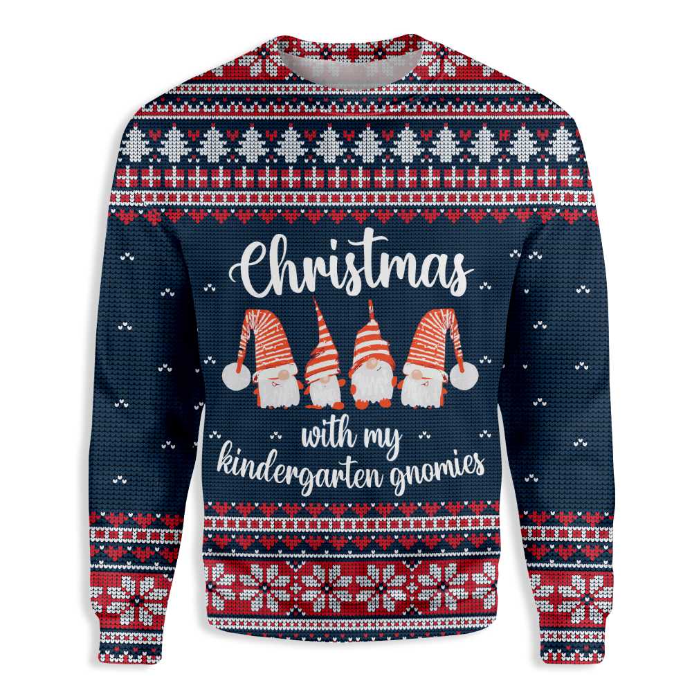 Ugly Christmas With My Kindergarten Gnomies Teacher Ez12 1310 All Over Print Sweatshirt