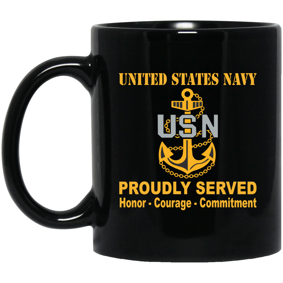 US Navy E-7 Chief Petty Officer E7 CPO Senior Noncommissioned Officer Collar Device Black Mug 11 oz – 15 oz