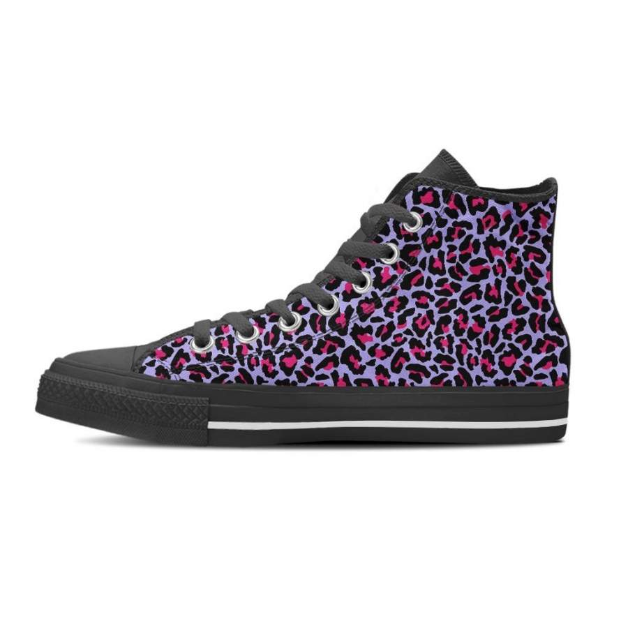 Neon Leopard Men’s High Top Shoes