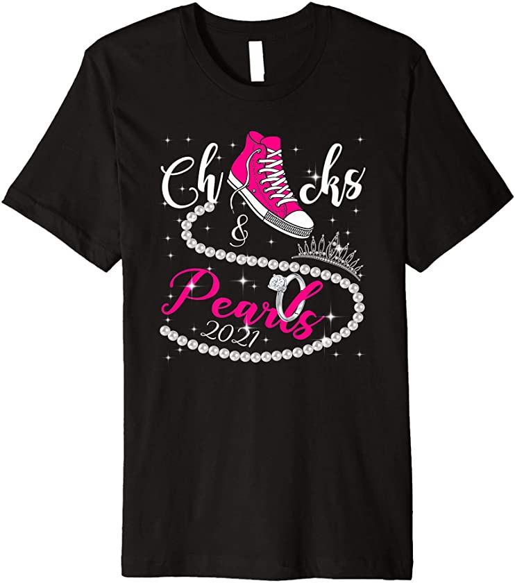 Chucks and Pearls 2021 HBCU Black Girl Magic Pink Gift Premium T-Shirt