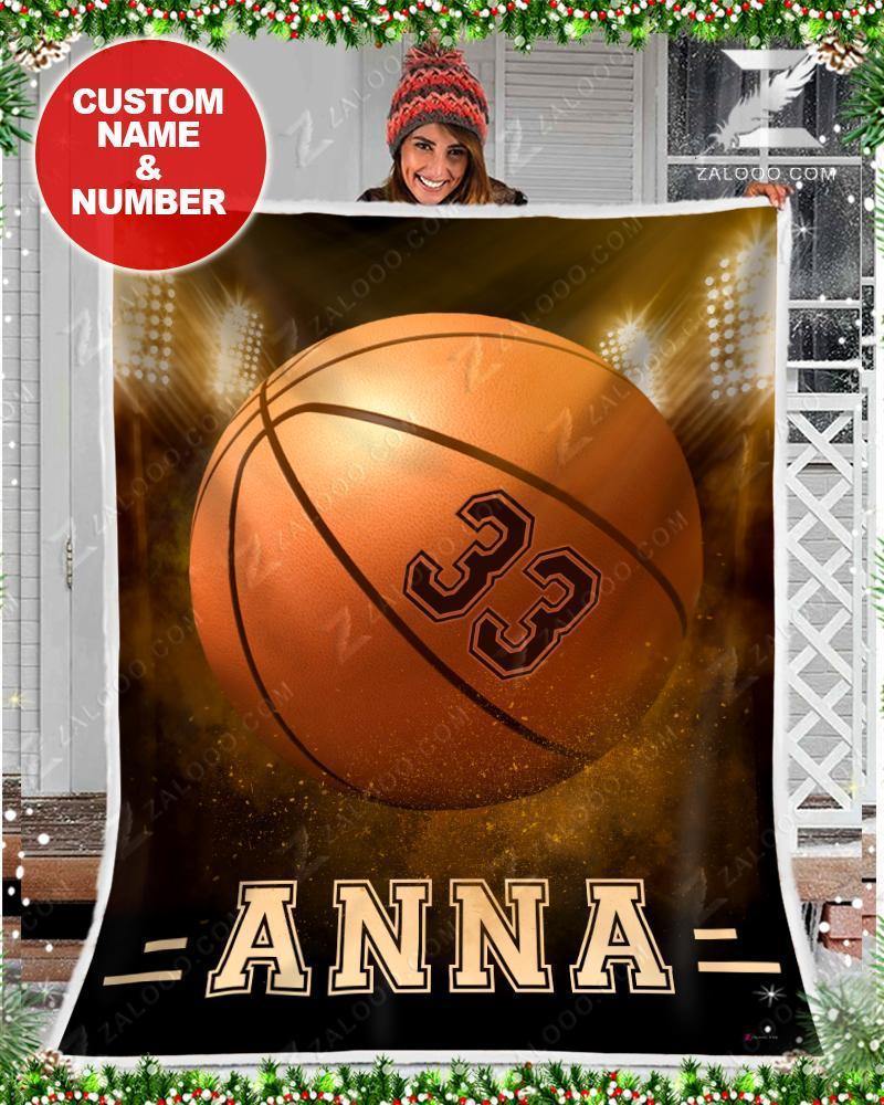 Christmas Gift Custom Fleece Blanket Basketball Light