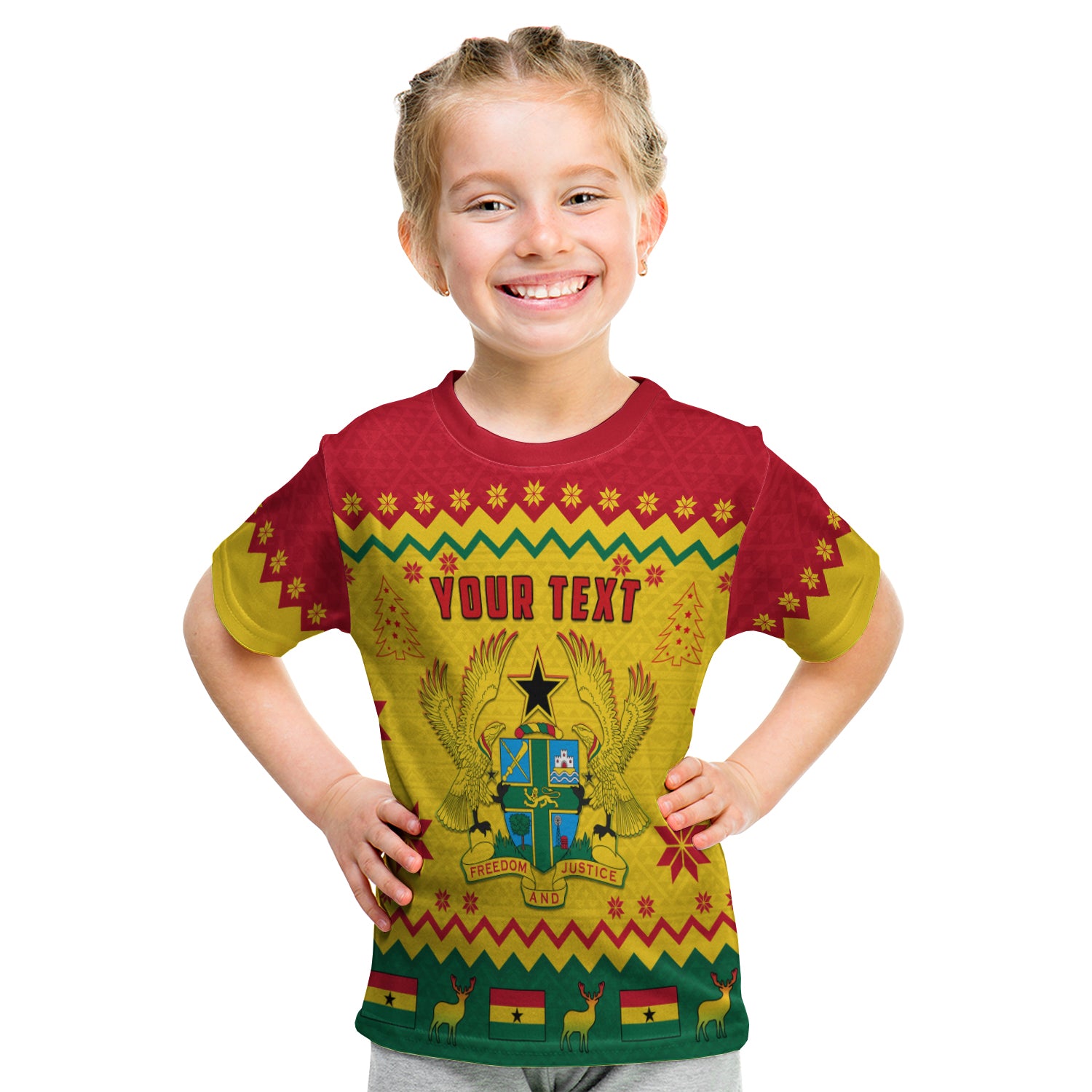 (Custom Personalised) Ghana Christmas T Shirt Kid African Pattern Lt13