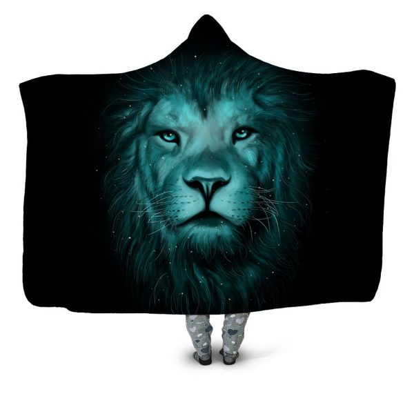 Animal Hooded Blankets – Animal Series Lion Icon Black Fleece Hooded Blanket