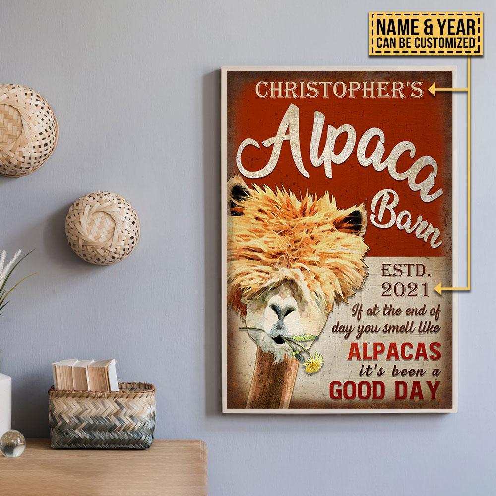 Aeticon Gifts Personalized Alpaca Barn Good Day Canvas Mom Dad Gift Home Decor