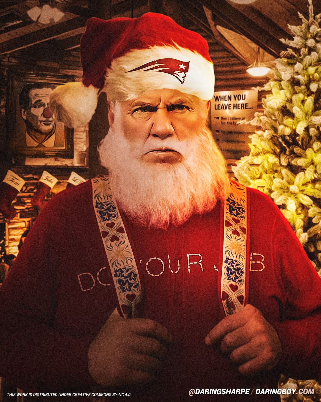 New England Patriots Bill Belichick Christmas Santa Poster For Fans poster canvas