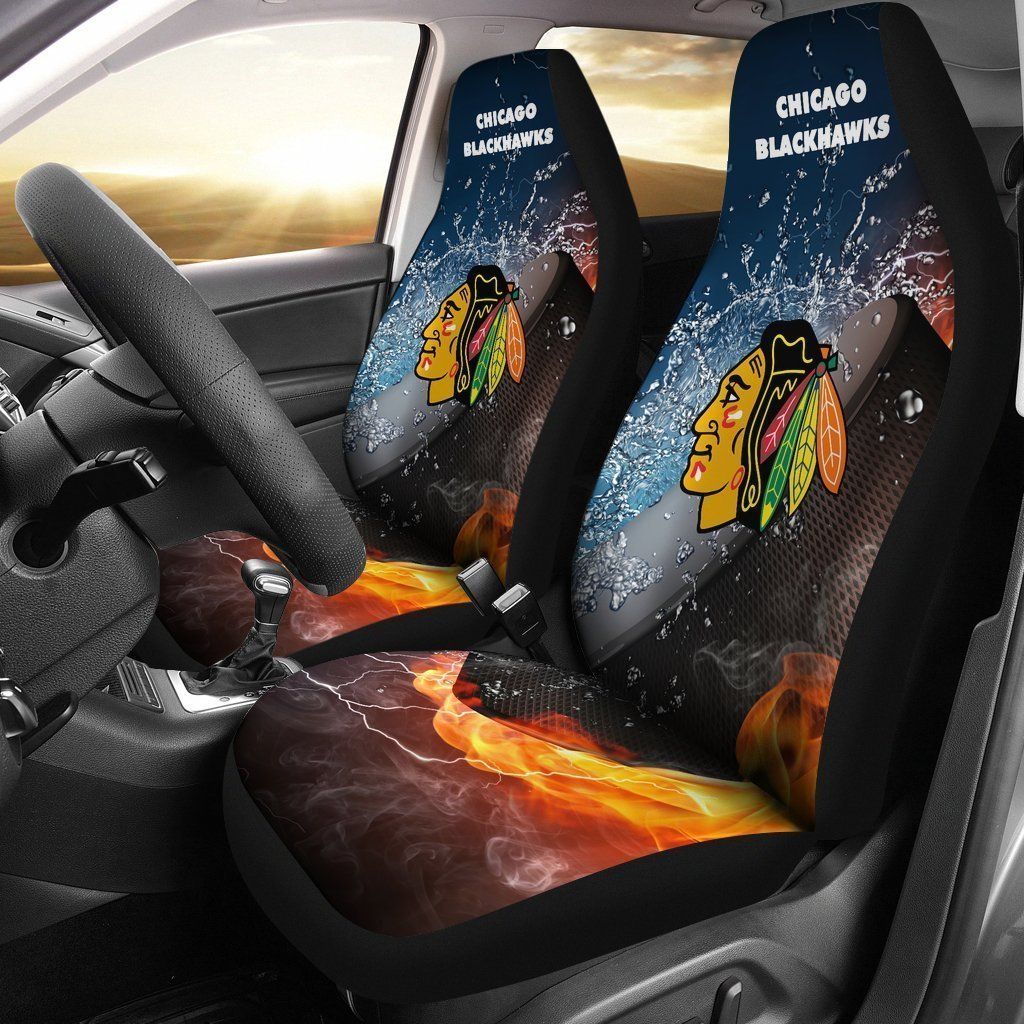 Chicago Blackhawks Car Seat Covers 2pcs v7