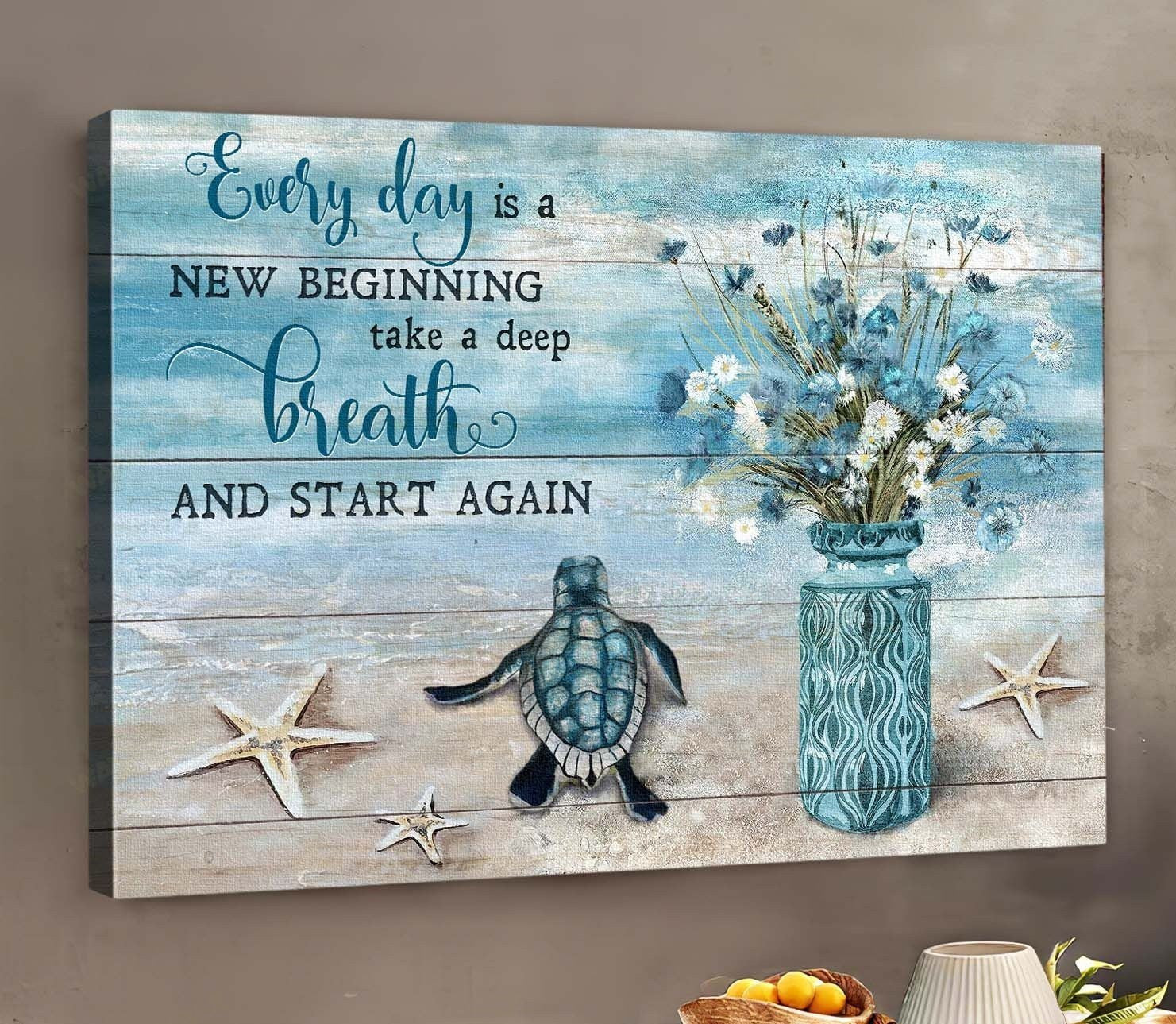 Turtle And Jesus Landscape Poster – Every Day Is A New Beginning Canvas Home Decoration Christmas Gifts For Family – Gigo Smart