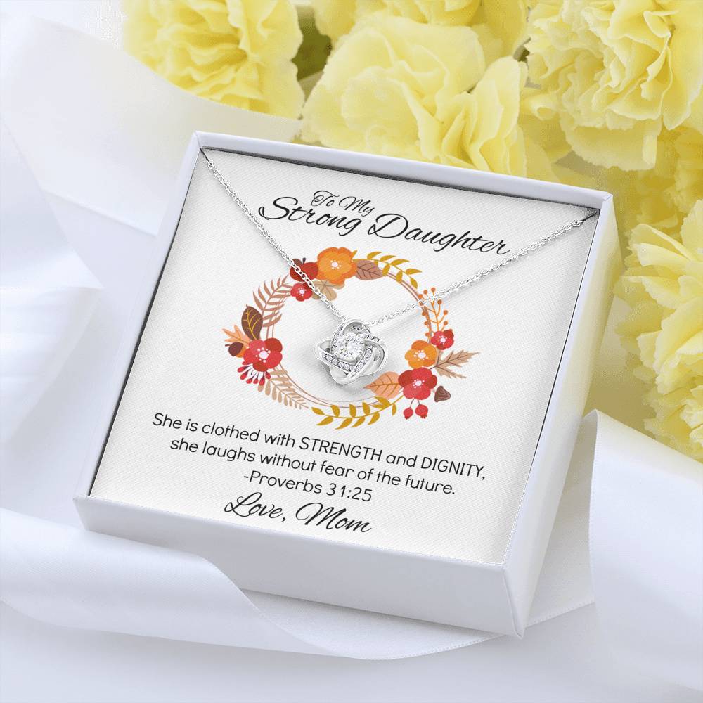 Proverbs 31 Daughter Gift With Bible Verse – Love Knot Necklace For Daughter From Mom