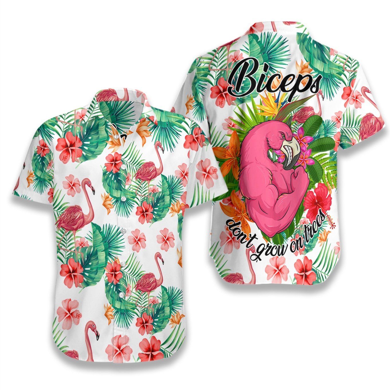 Tropical Workout Flamingo Biceps Grow On Trees 2708 Hawaii Shirt Ha102955