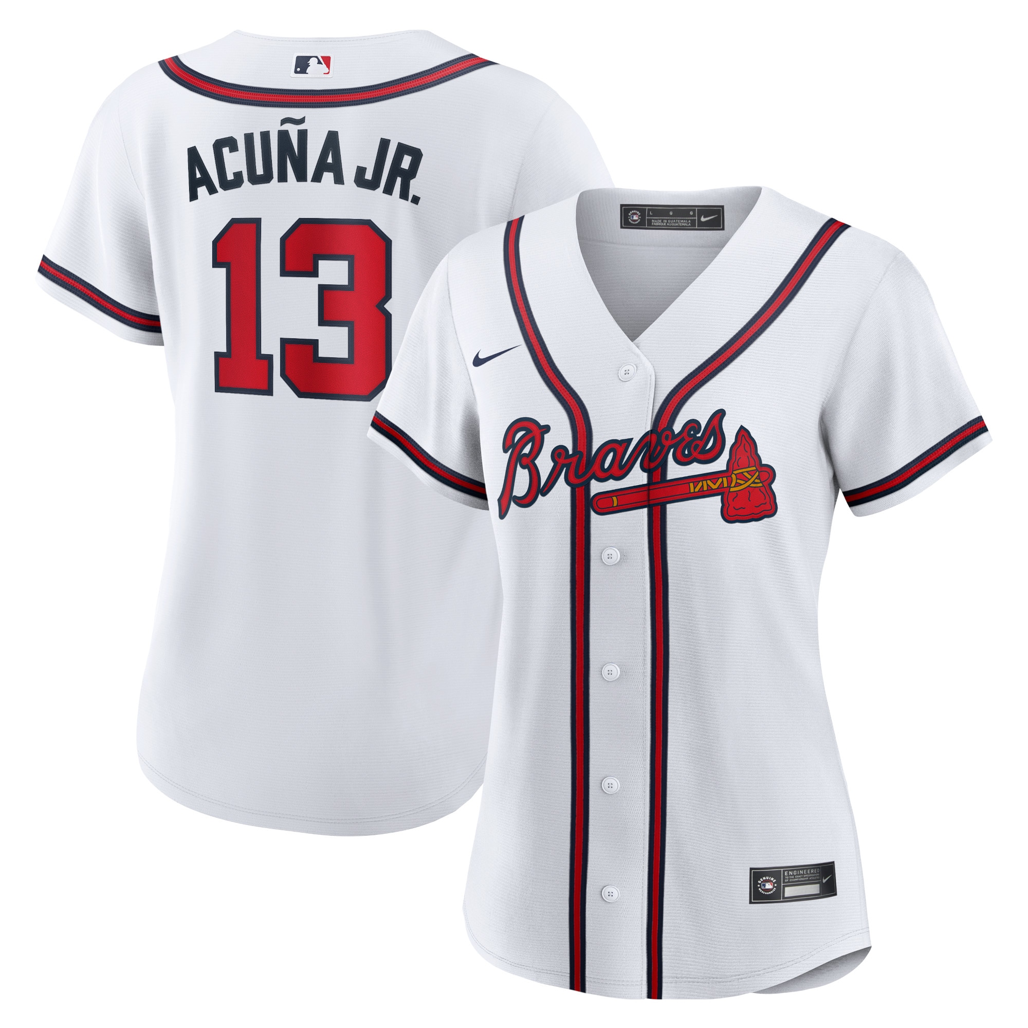 Ronald Acuna Jr. Atlanta Braves Women's Home Replica Player Jersey – White