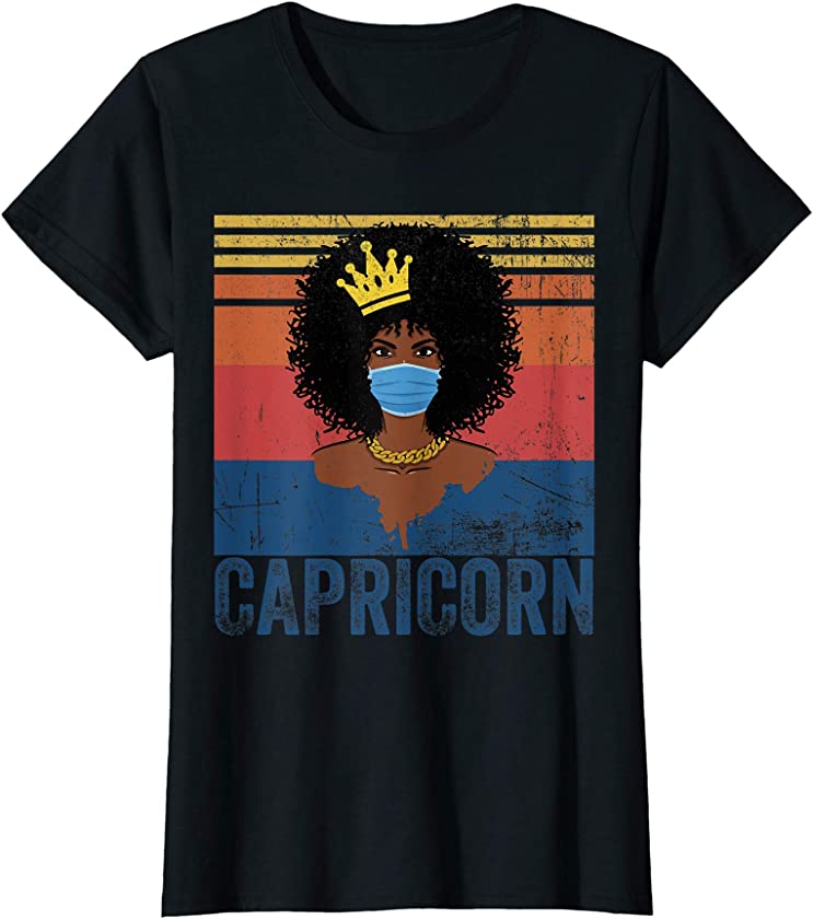 Womens Th Vintage Capricorn Birthday Queen Costume Black Woman T-Shirt