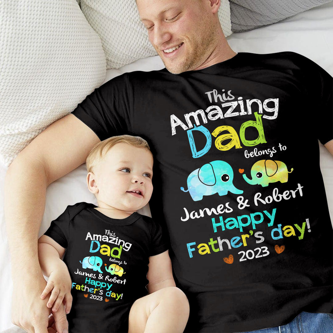 This Amazing Dad Belongs To 2023 Baby Onesie T-Shirt Personalized Father’S Day Gift