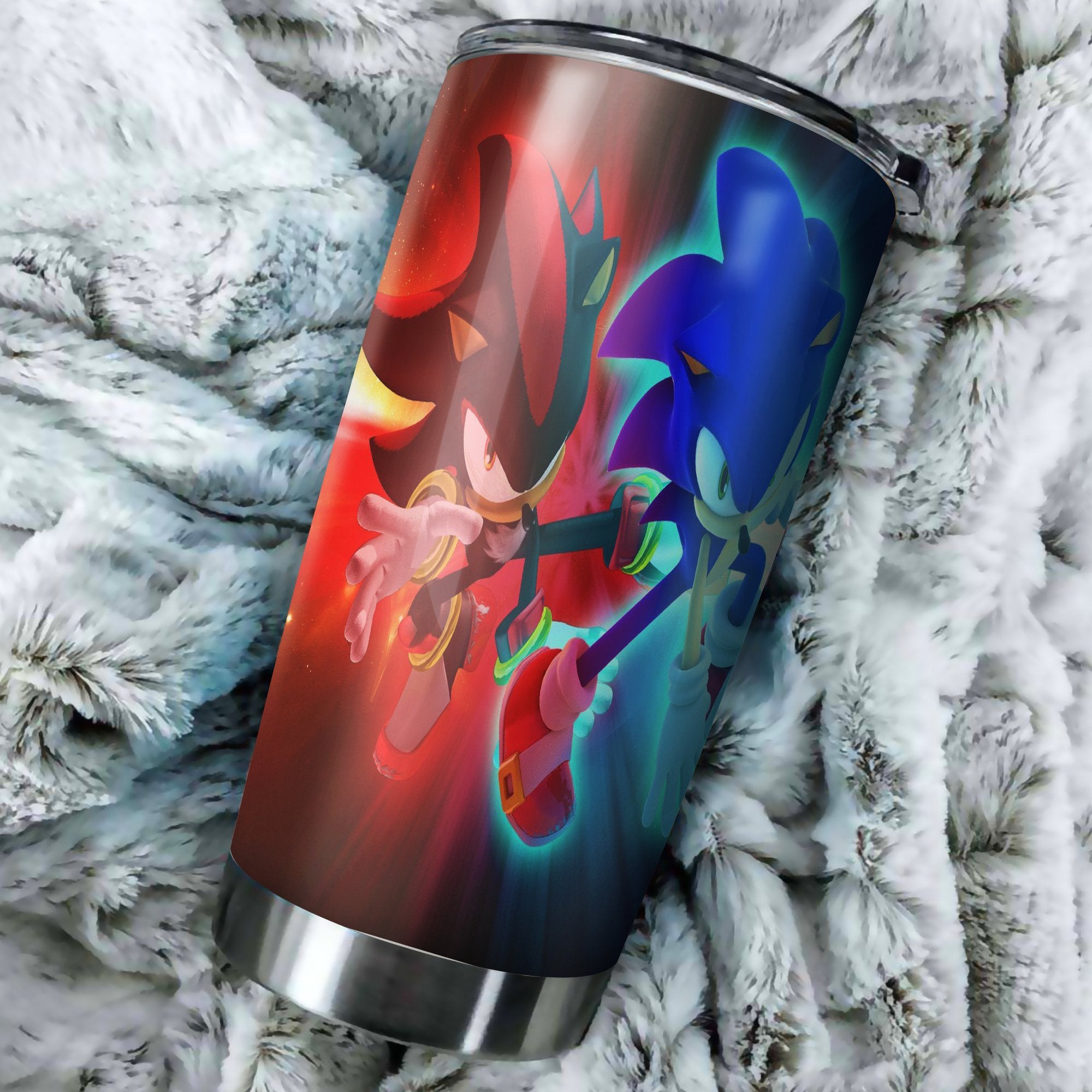 Sonic The Hedgehog Red And Blue Tumbler – Best Perfect Gift Idea  Stainless Traveling Mugs  2021