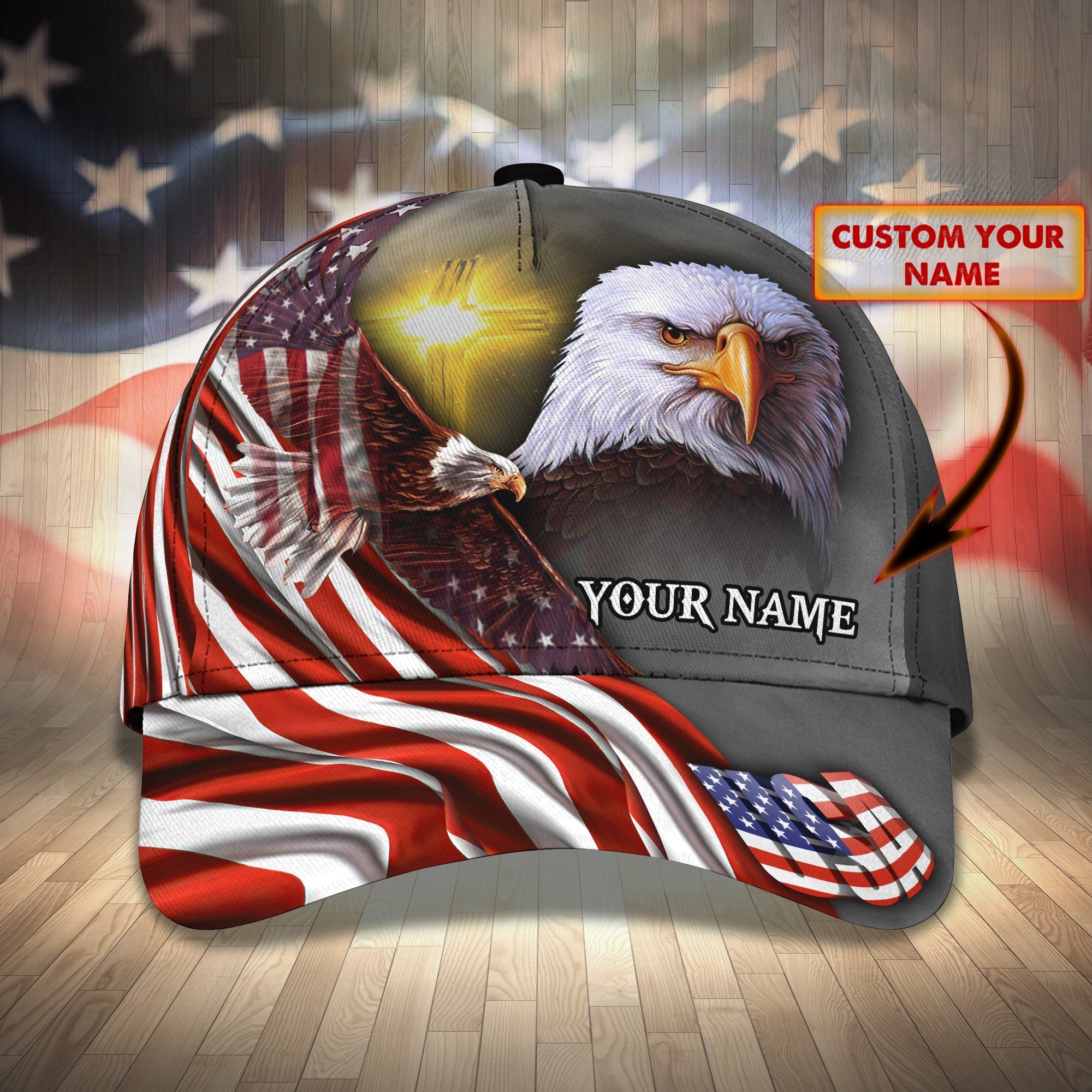 Personalized Usa Flag Cap Hat, 3D Full Printed Independence’S Day Baseball Cap Hat, Eagle Us Cap Hat